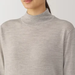 Pull col montant en laine à fine maille femme