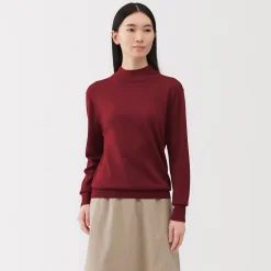 Pull col montant en laine à fine maille femme