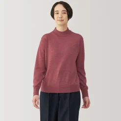 Pull col montant en laine à fine maille femme