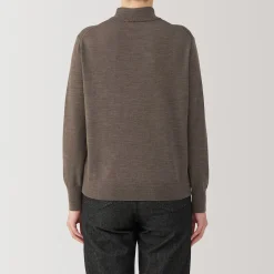 Pull col montant en laine à fine maille femme