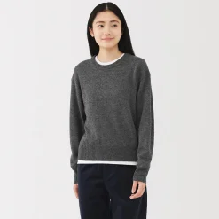 Pull col rond en tricot de laine moyen femme