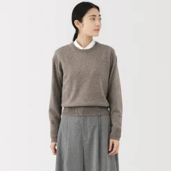 Pull col rond en tricot de laine moyen femme