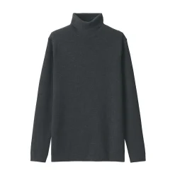 Pull en laine côtelée col roulé homme