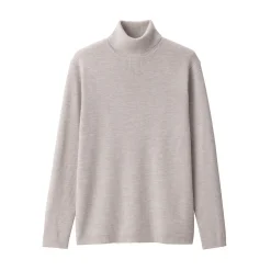 Pull en laine côtelée col roulé homme