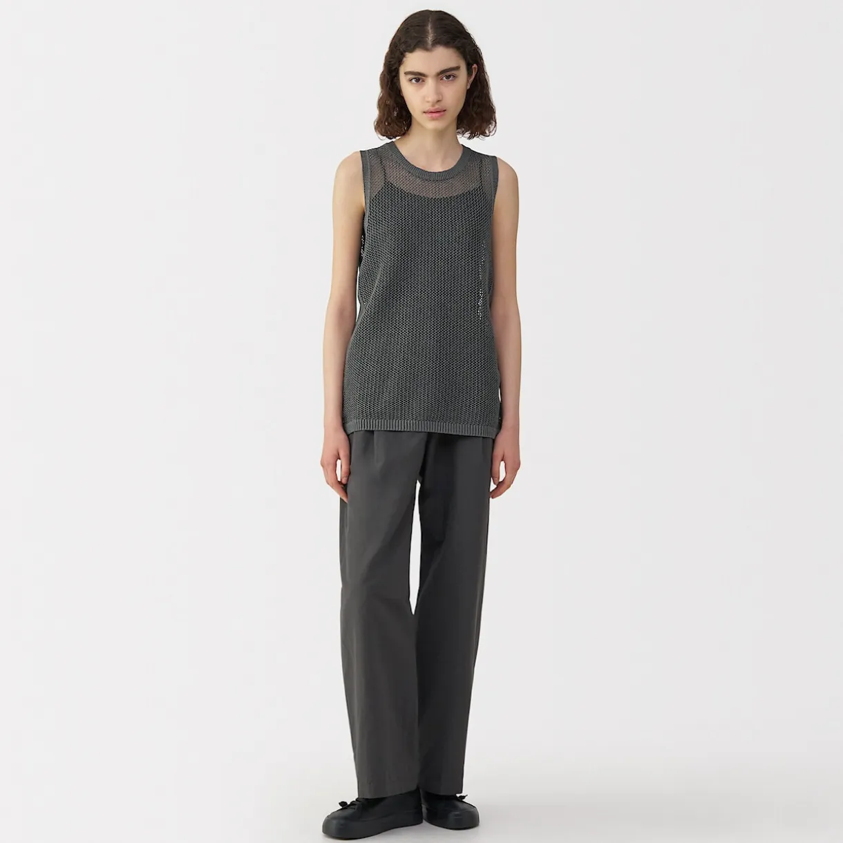 Pull sans manche en tricot de washi et coton pour femme