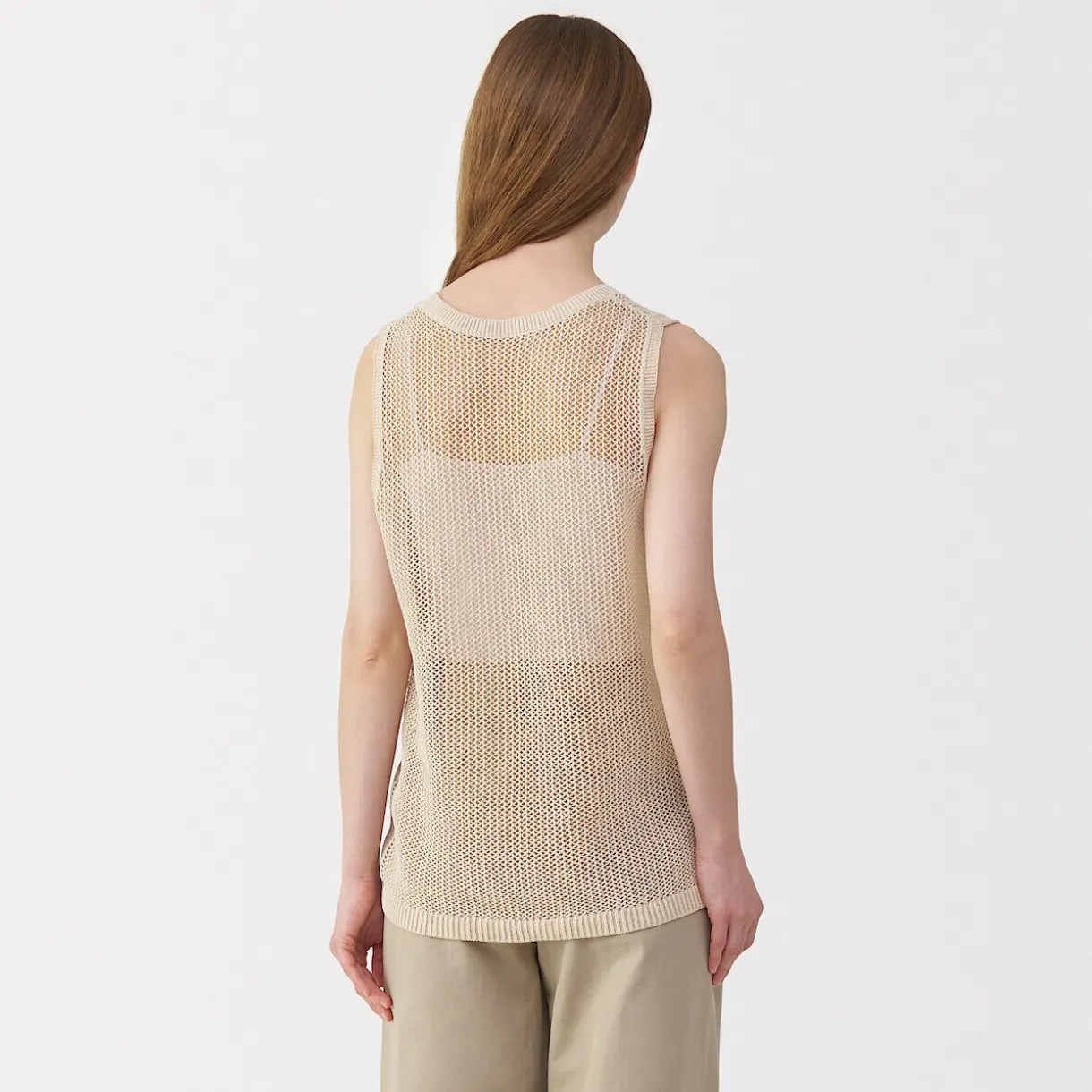 Pull sans manche en tricot de washi et coton pour femme