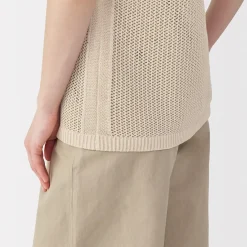 Pull sans manche en tricot de washi et coton pour femme