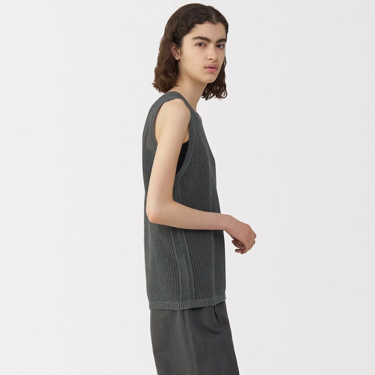 Pull sans manche en tricot de washi et coton pour femme