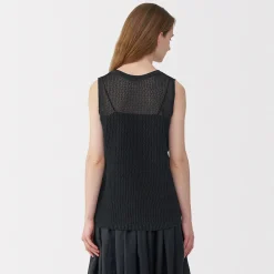 Pull sans manche en tricot de washi et coton pour femme