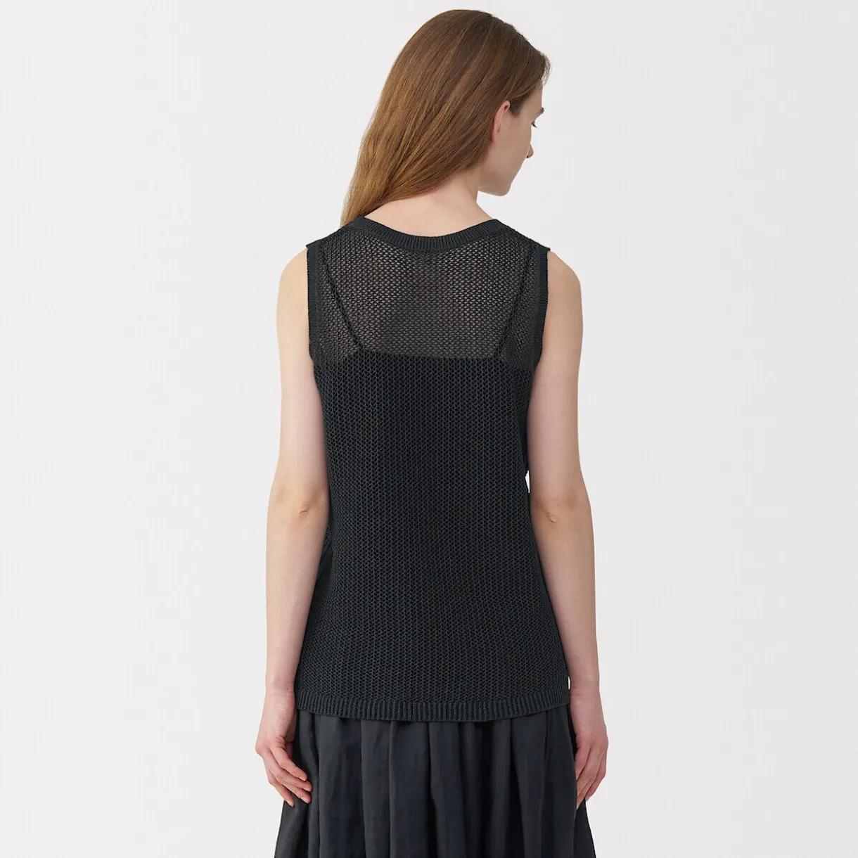 Pull sans manche en tricot de washi et coton pour femme