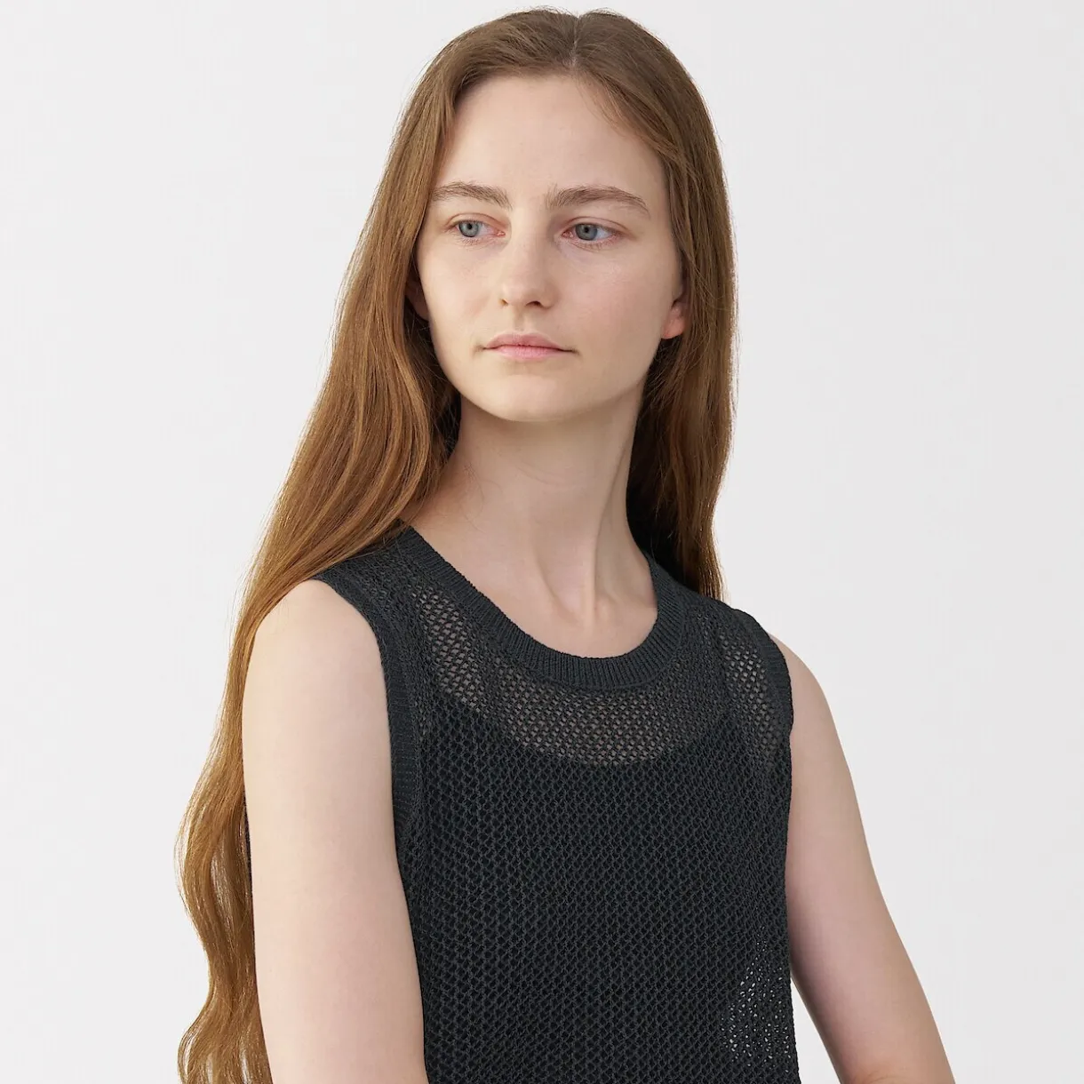 Pull sans manche en tricot de washi et coton pour femme