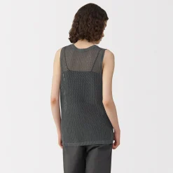 Pull sans manche en tricot de washi et coton pour femme