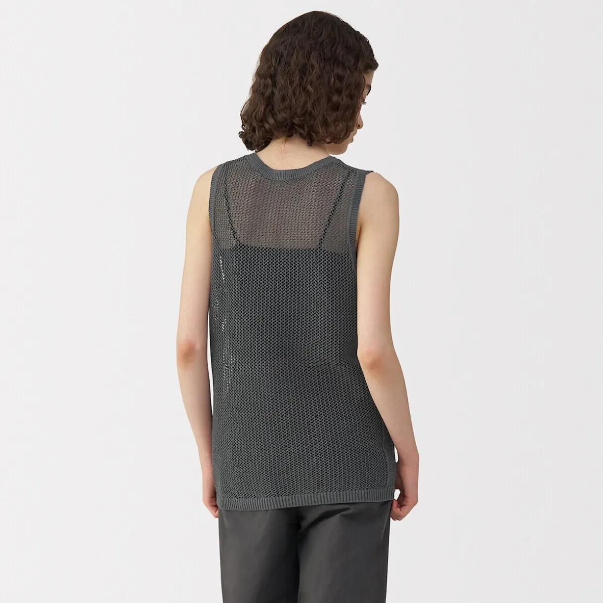 Pull sans manche en tricot de washi et coton pour femme