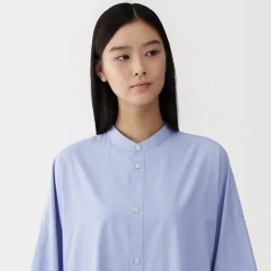 Robe chemise à col montant en popeline de coton biologique pour femme