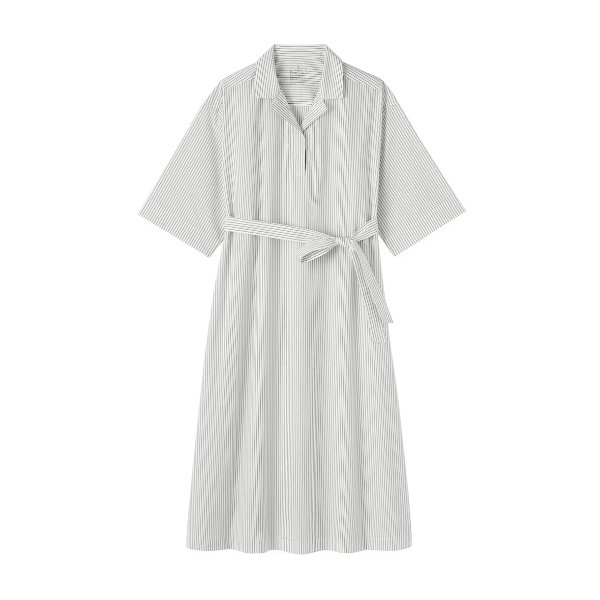 Robe chemise large à manches 3/4 et en coton Quick Dry pour femme