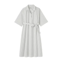 Robe chemise large à manches 3/4 et en coton Quick Dry pour femme