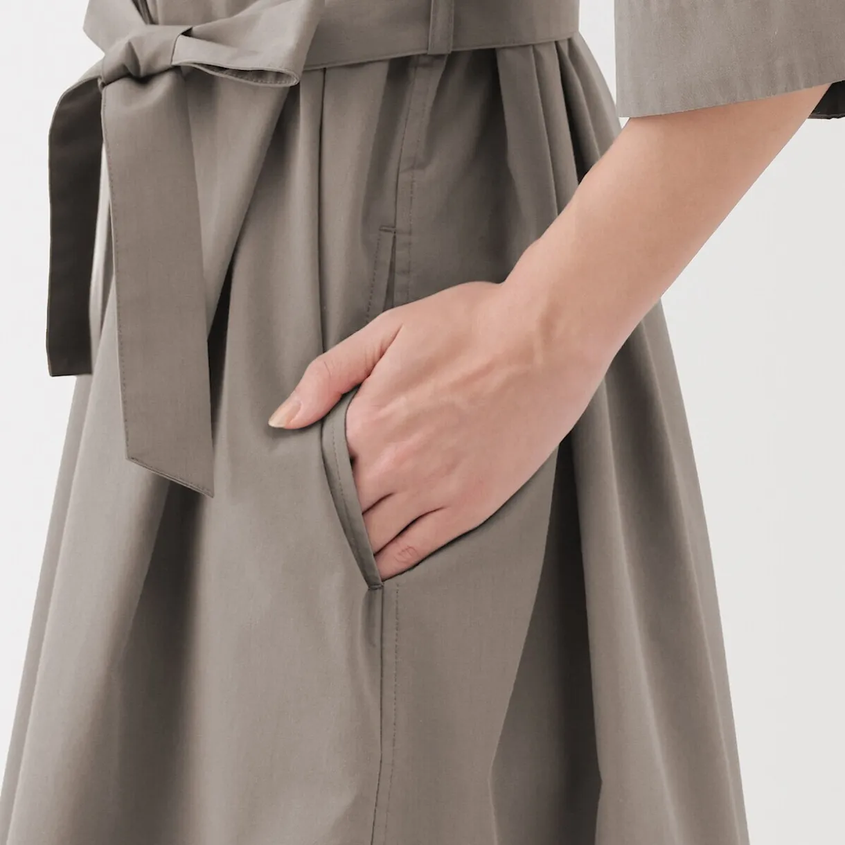 Robe chemise large à manches 3/4 et en coton Quick Dry pour femme