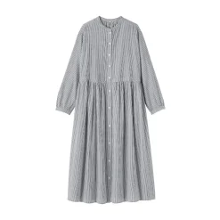 Robe chemise midi en voile de coton pour femme