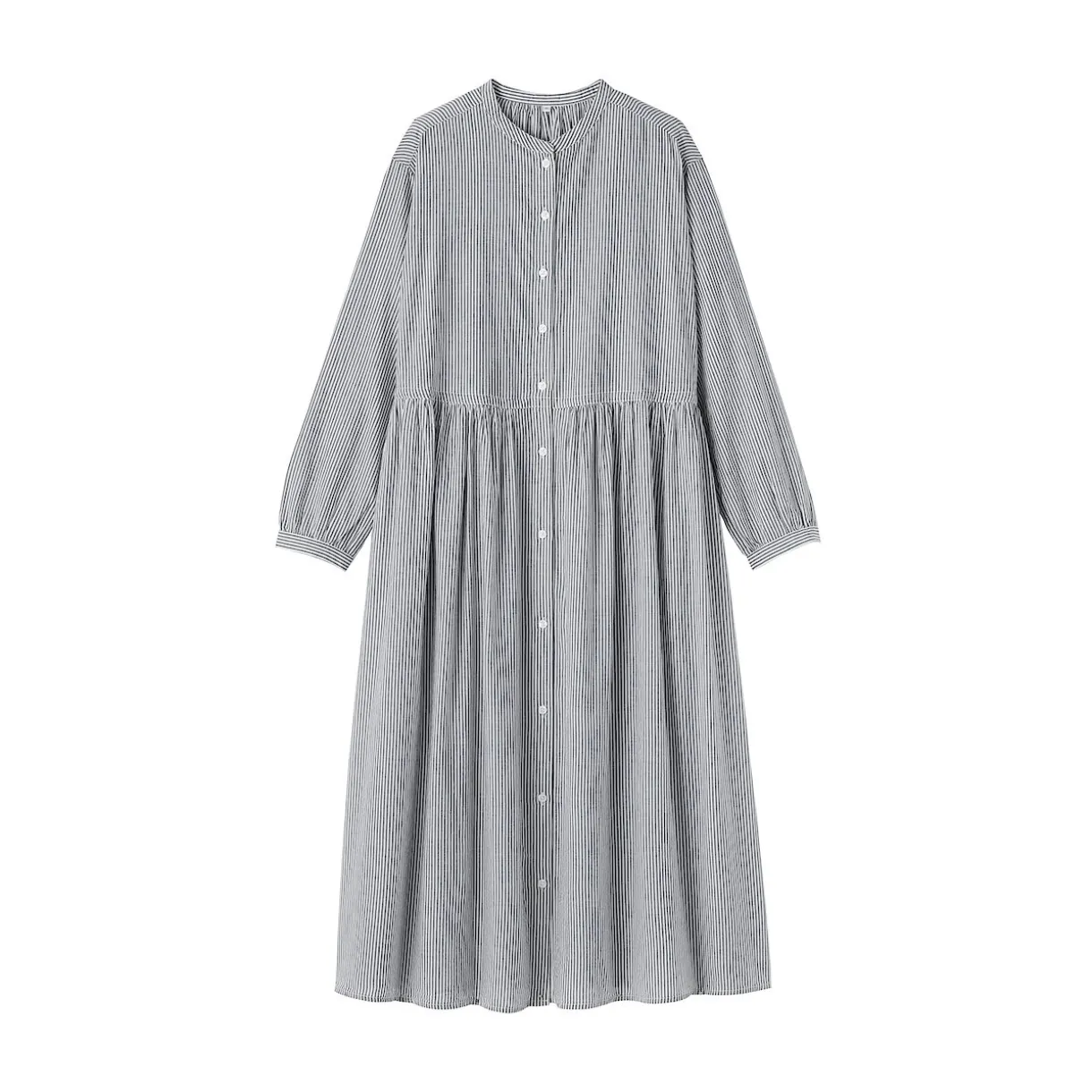 Robe chemise midi en voile de coton pour femme