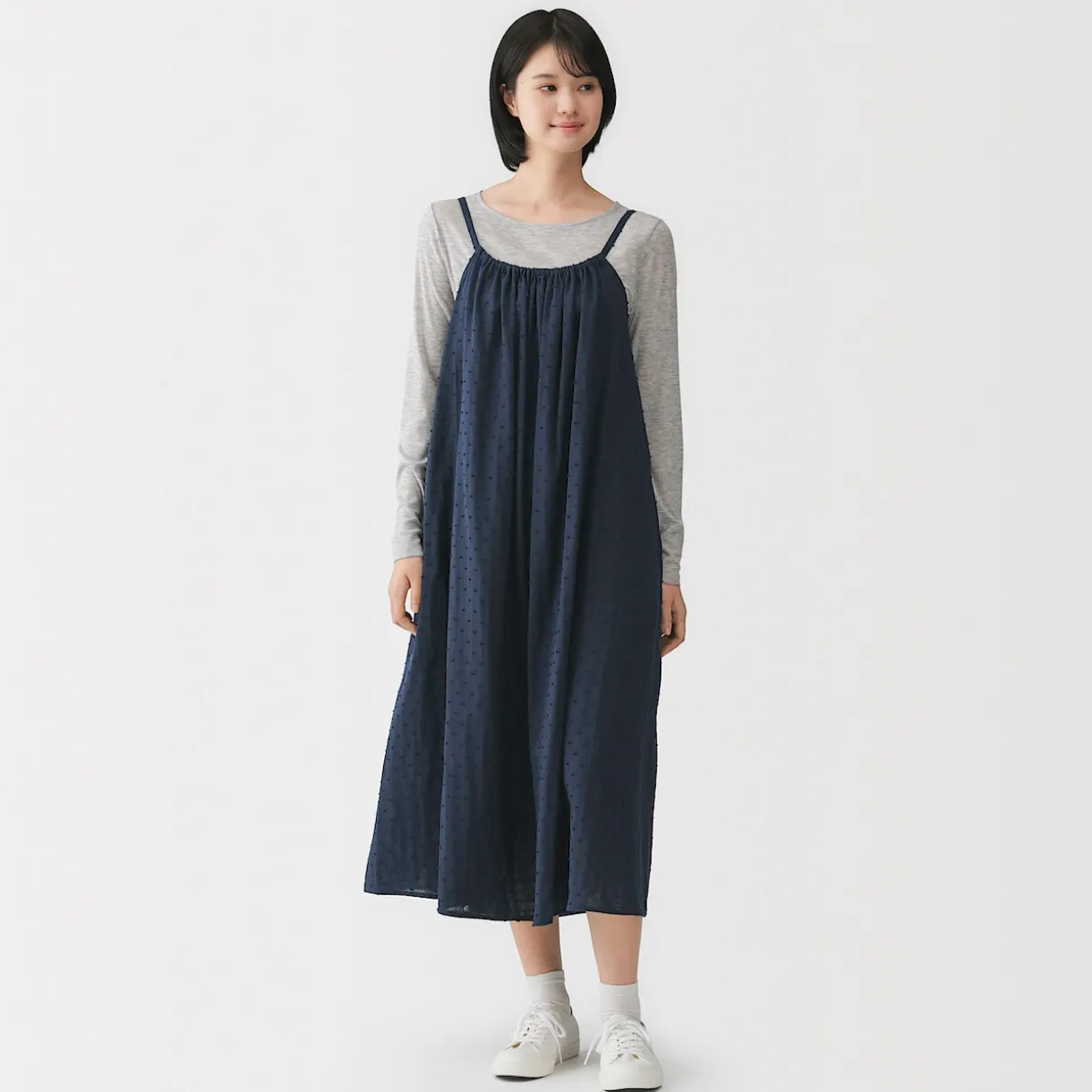 Robe top en double gaze à pois dobby pour femme