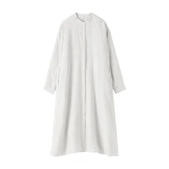 Robe-chemise à col officier en lin lavé pour femme