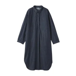 Robe-chemise légère en denim de kapok mélangé pour femme