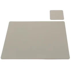 Set de table en cuir recyclé - rectangulaire, Gris Cendré