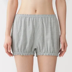 Short ballon en double gaze à pois dobby pour femme