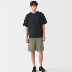 Short cargo en mélange de coton délavé pour homme