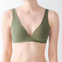 Soutien‐gorge plongeant sans armature en mélange de coton pour femme