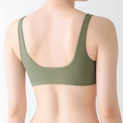 Soutien‐gorge plongeant sans armature en mélange de coton pour femme