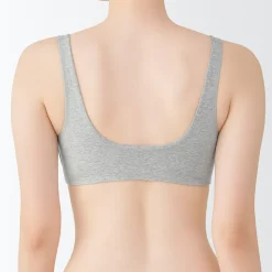 Soutien‐gorge plongeant sans armature en mélange de coton pour femme