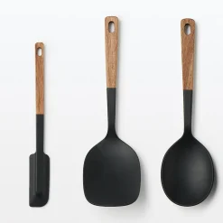 Spatule et cuillère en silicone avec manche en bois