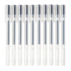 Stylo à bille à encre gel noir - 0,38 mm - Lot de 10