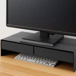 Support d'écran en acier avec tiroir ‐ large