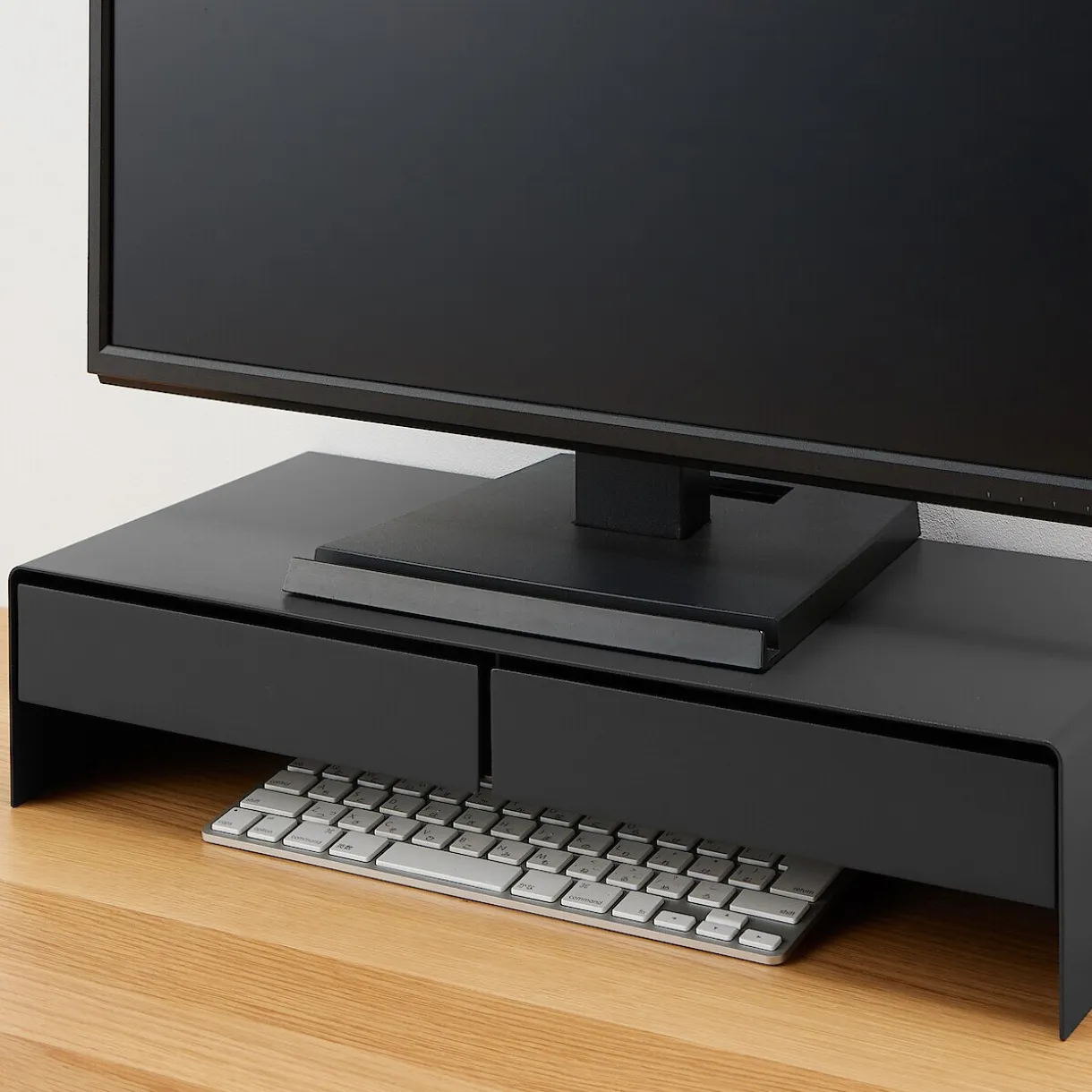 Support d'écran en acier avec tiroir ‐ large