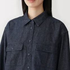 Sur-chemise légère en denim de kapok mélangé pour femme