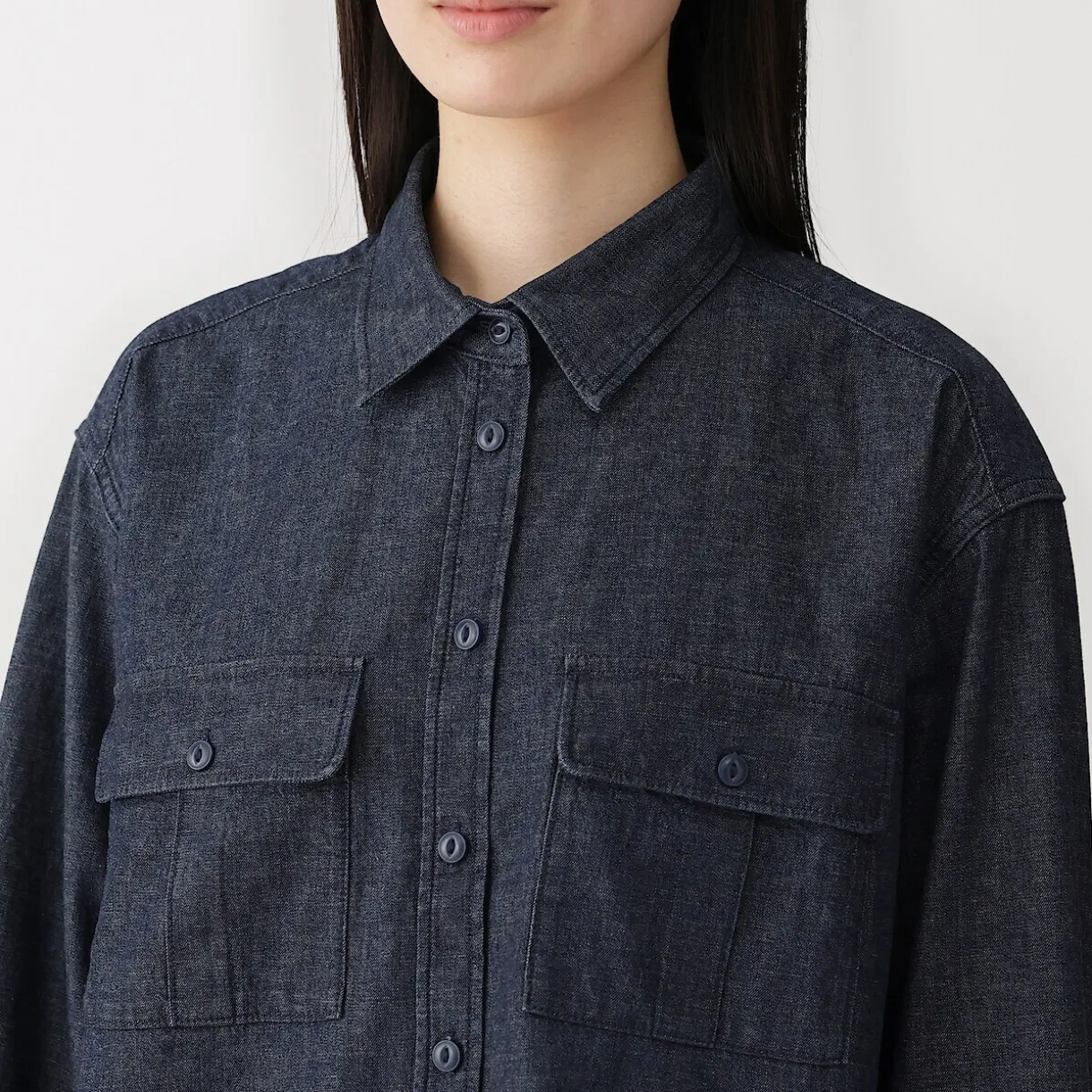 Sur-chemise légère en denim de kapok mélangé pour femme