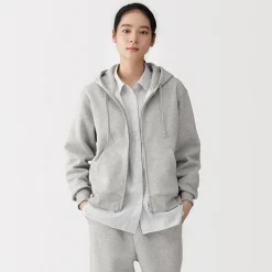 Sweat-shirt à capuche zippé en coton mélangé pour femme