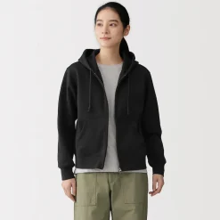 Sweat-shirt à capuche zippé en coton mélangé pour femme