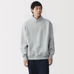 Sweatshirt à demi‐zip en coton mélangé pour homme