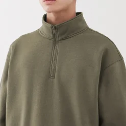 Sweatshirt à demi‐zip en coton mélangé pour homme