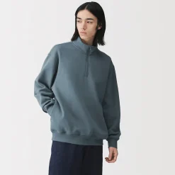 Sweatshirt à demi‐zip en coton mélangé pour homme