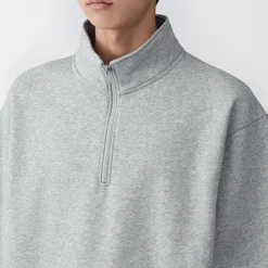 Sweatshirt à demi‐zip en coton mélangé pour homme