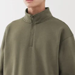 Sweatshirt à demi‐zip en coton mélangé pour homme