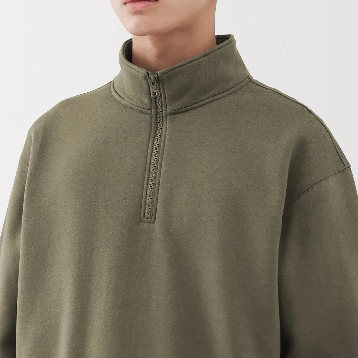 Sweatshirt à demi‐zip en coton mélangé pour homme