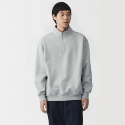 Sweatshirt à demi‐zip en coton mélangé pour homme