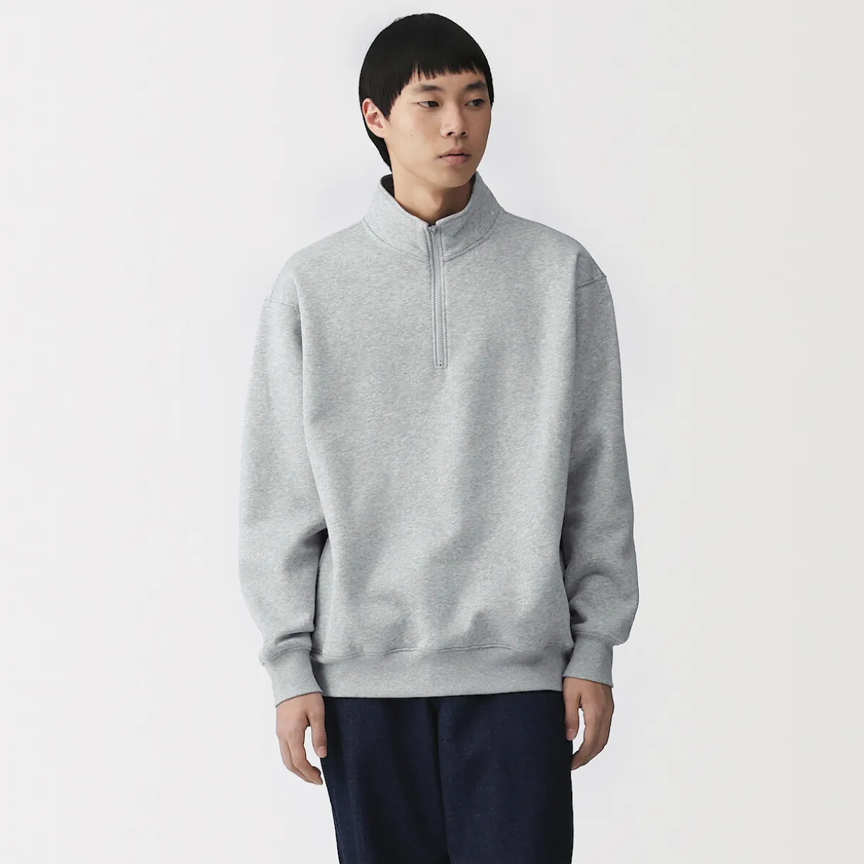 Sweatshirt à demi‐zip en coton mélangé pour homme