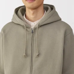 Sweatshirt zippé en coton mélangé à capuche homme