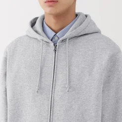 Sweatshirt zippé en coton mélangé à capuche homme